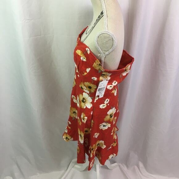 Speechless Floral Strapless Dress Red Orange Jrs S - Picture 7 of 16